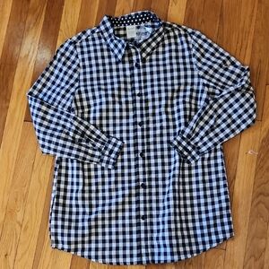 Black & White Gingham Polka Dot Button-Down LS Shirt NWT Size Medium